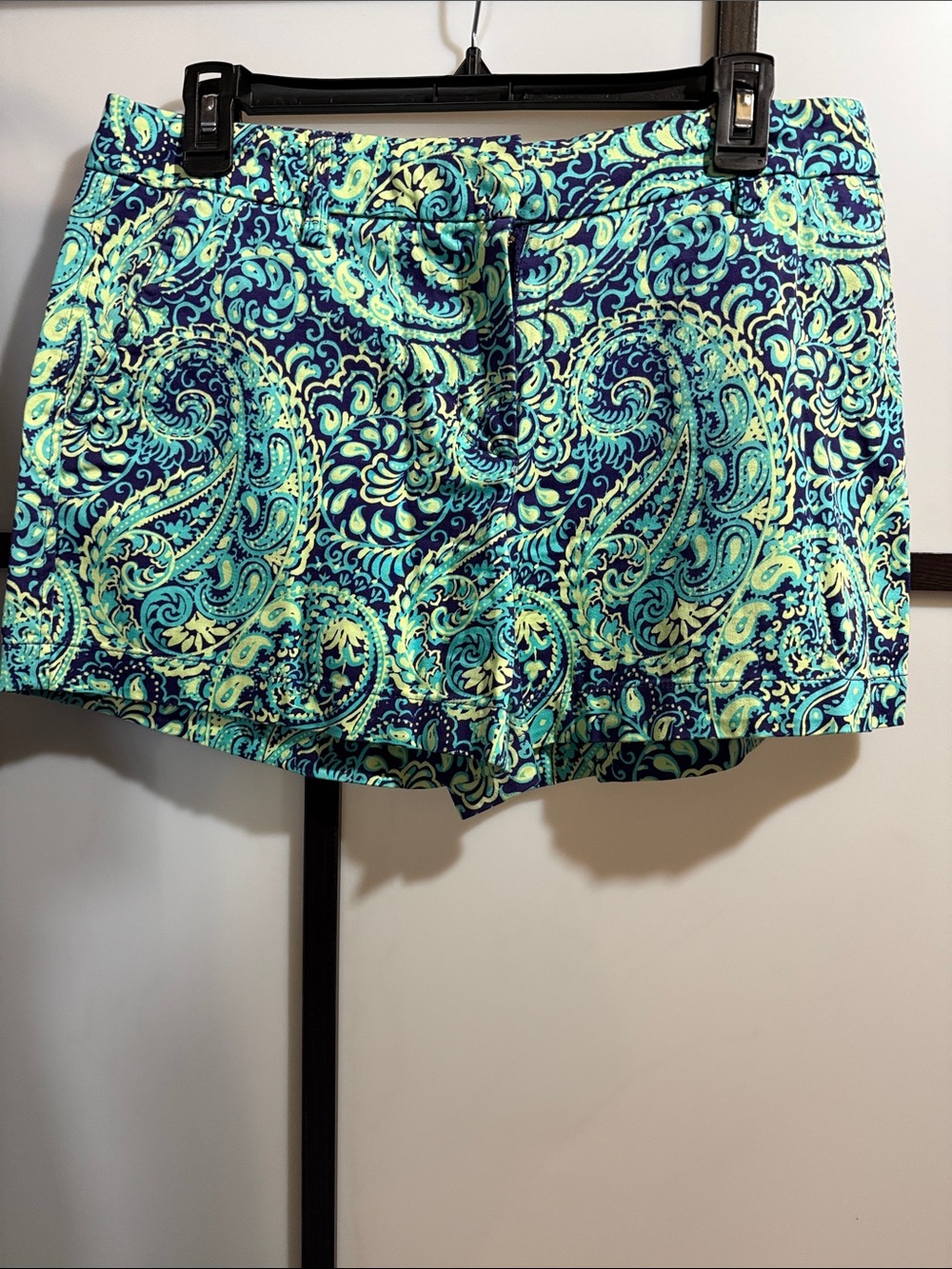 British Khaki Paisley Shorts - Navy & Turquoise